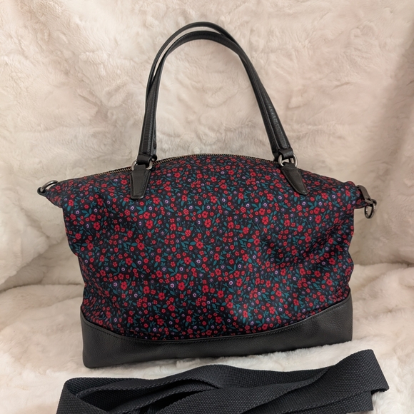 Coach Nylon & Leather Floral Satchel Crossbody Shoulder Bag EUC - Picture 8 of 14